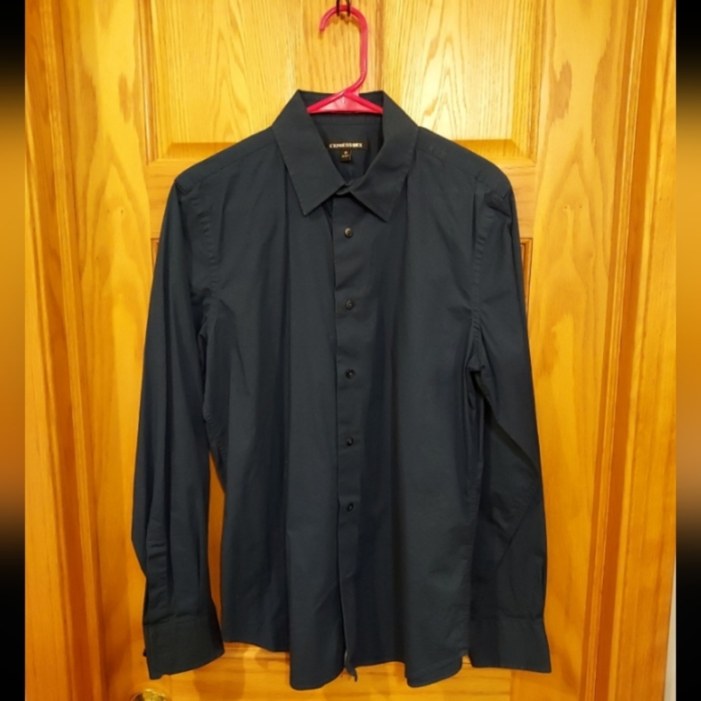 Men's Express 1MX Casual Shirt Modern Fit Dark Blue